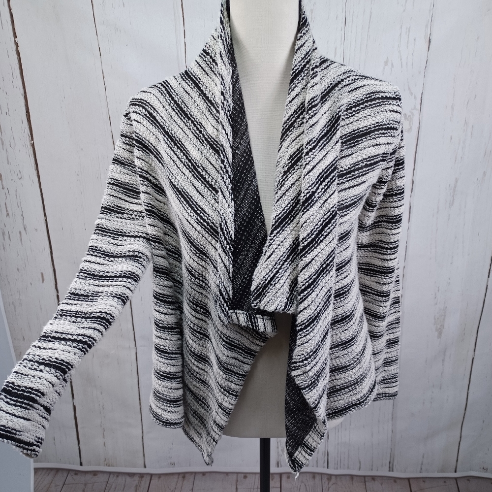 Eddie Bauer Womens Cardigan Open Front Black&White